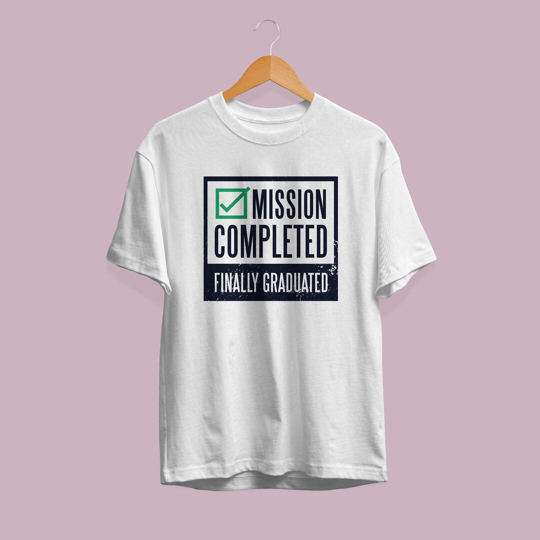 Finally Graduated Half Sleeve T-Shirt — White