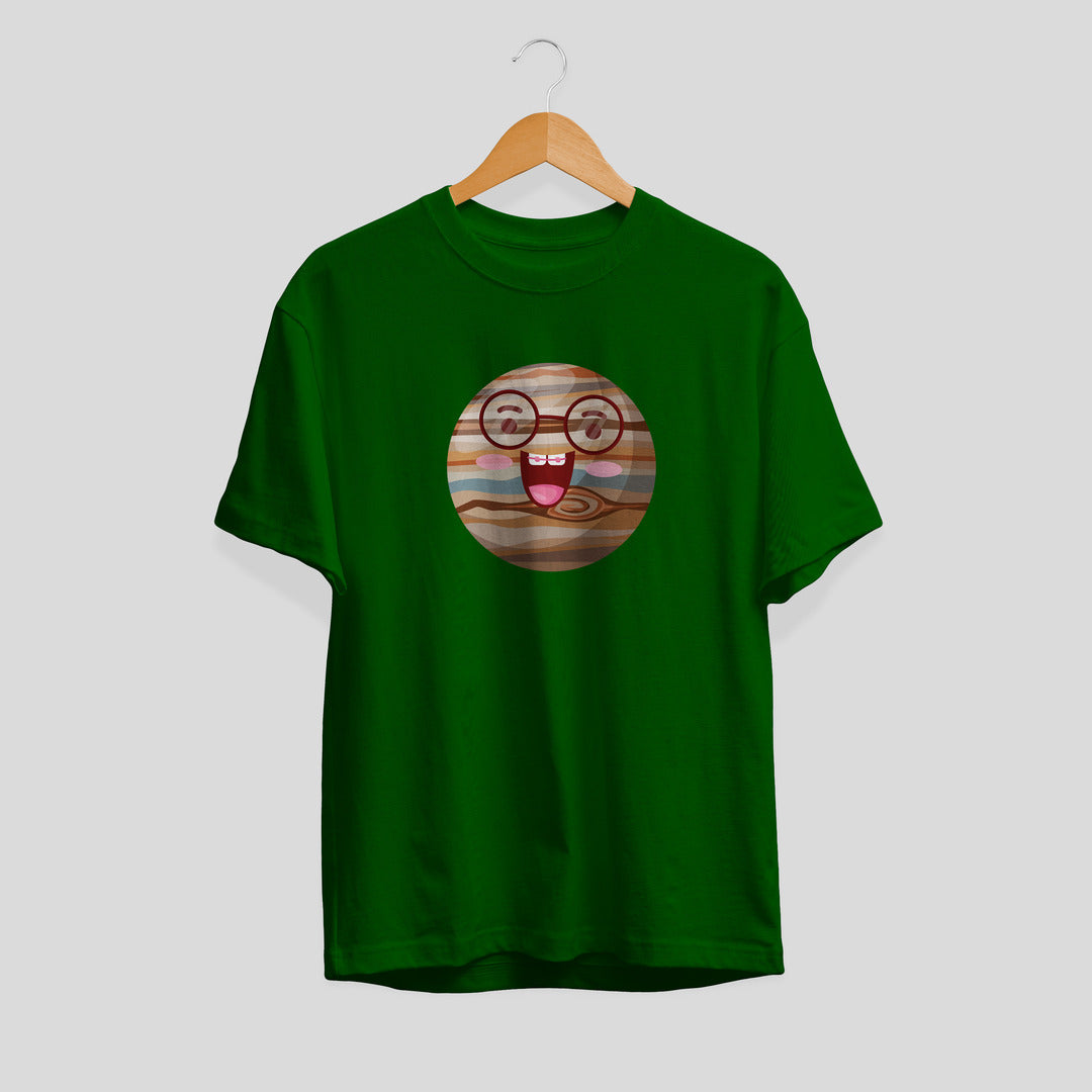 Jupiter Cartoon Unisex Half-Sleeve T-Shirt — Green