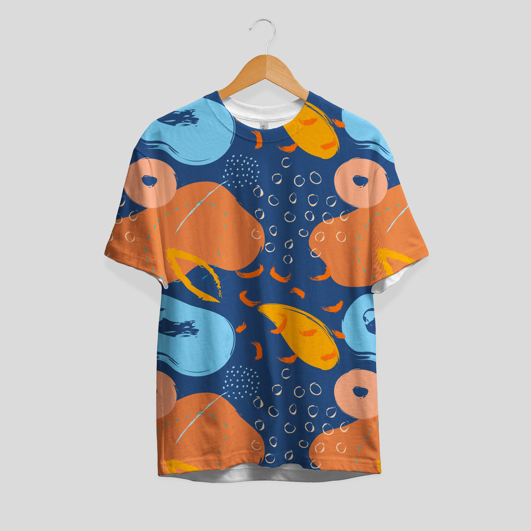 Artistic Dimension Pattern T-Shirt #Orange