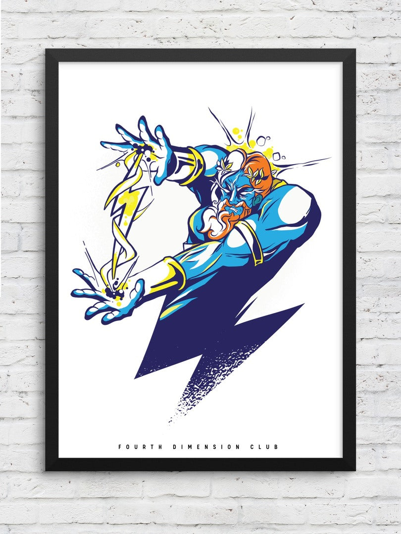 Zeus Cartoon Framed Poster — A3 12 X 18 Inch