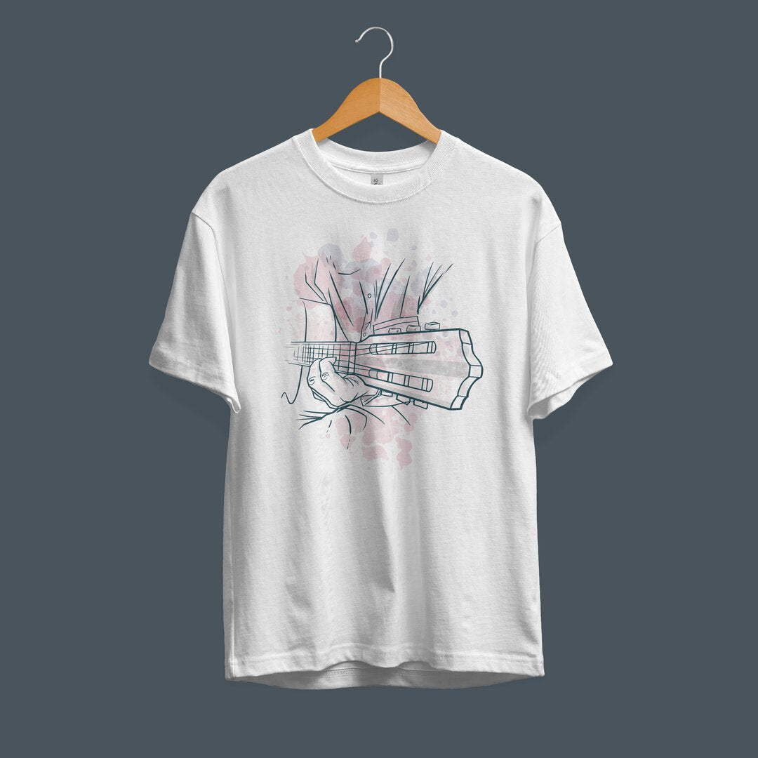 Watercolor Guitar Half Sleeve T-Shirt — Men