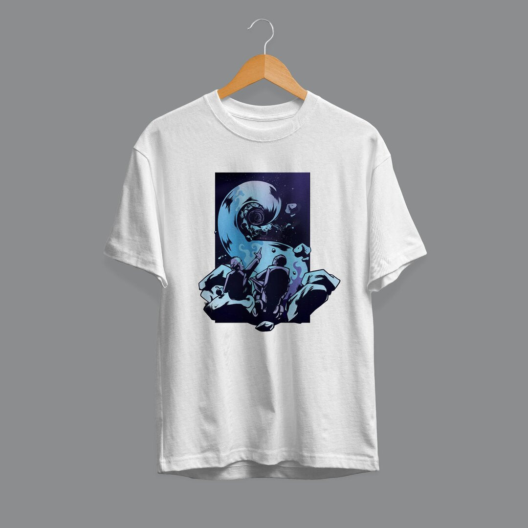 Black hole ft. Einstein & Hawking Unisex Half Sleeve T-Shirt #Plus-sizes