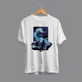 Black hole ft. Einstein & Hawking Unisex Half Sleeve T-Shirt — White