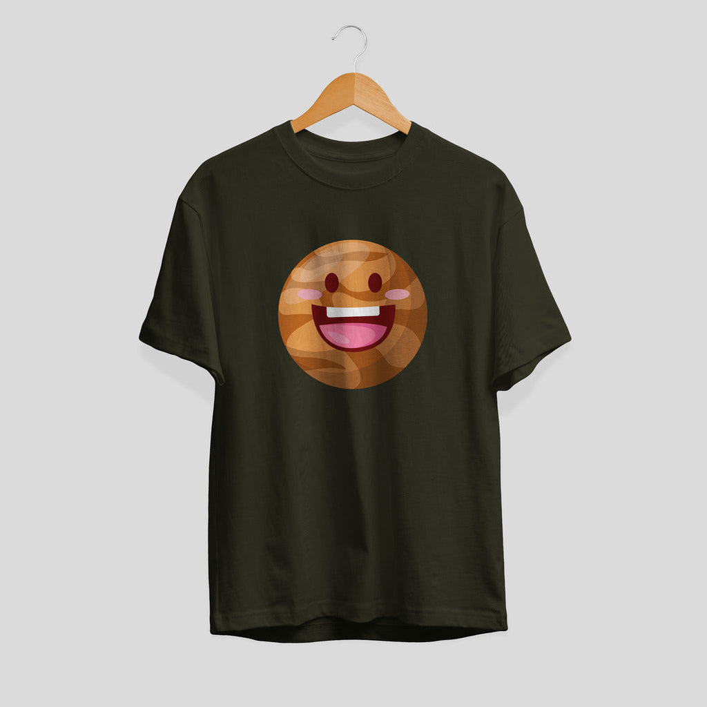 Mars Cartoon Half-Sleeve T-Shirt — Olive