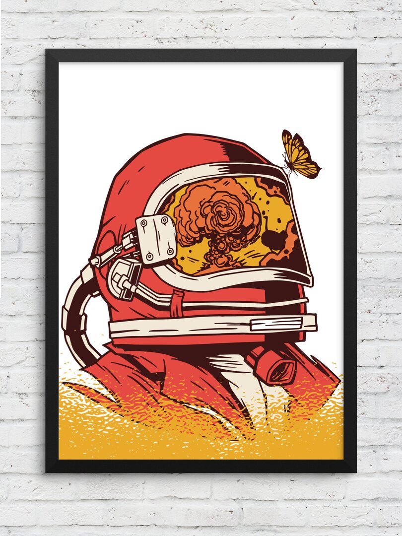 Astronaut Helmet Framed Poster — A3 12 X 18 Inch