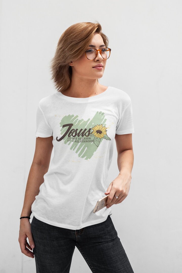 Jesus Half Sleeve T-Shirt — White