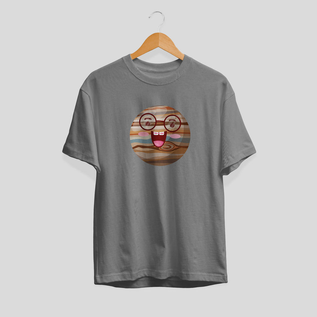 Jupiter Cartoon Half-Sleeve T-Shirt — Grey