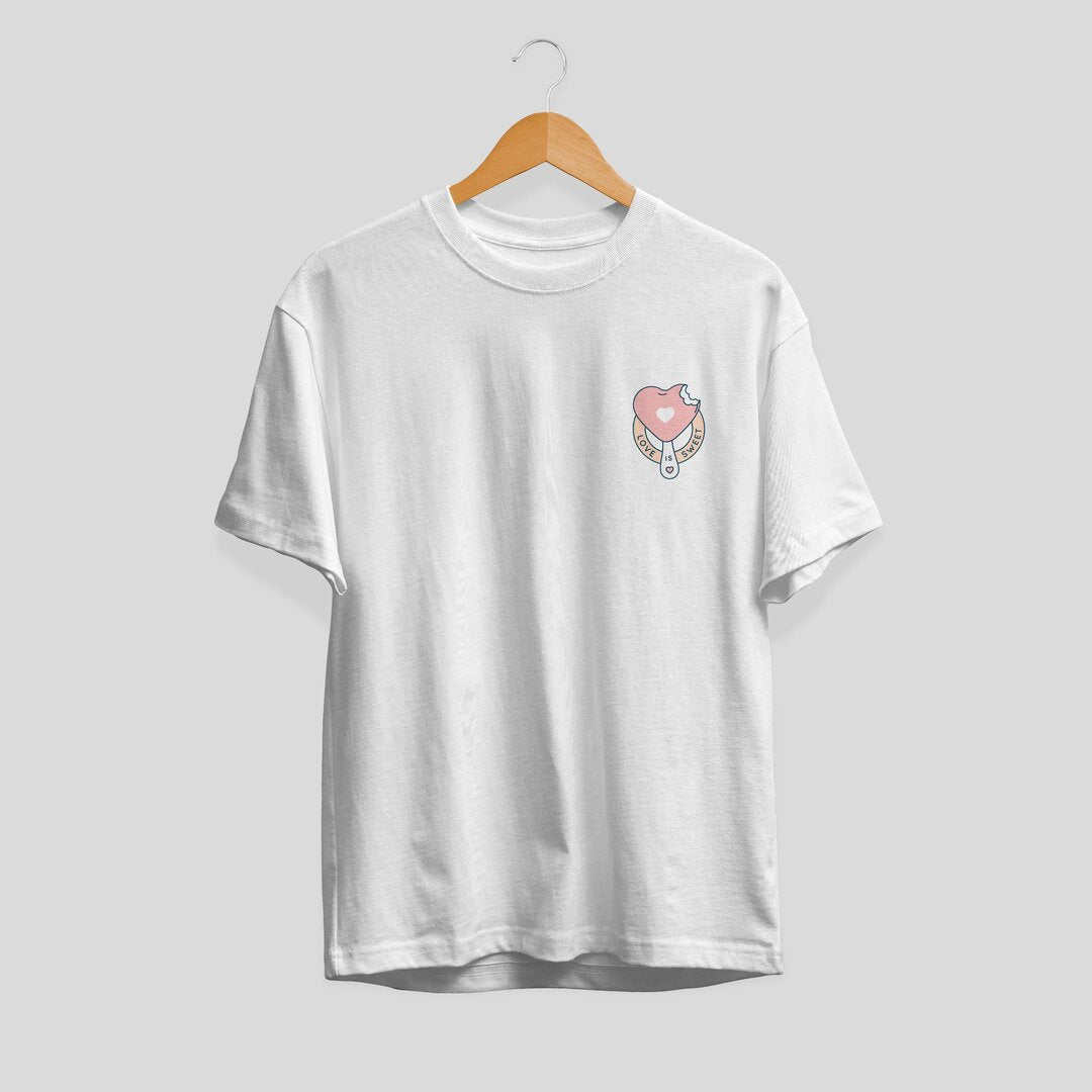Love Is Sweet Half Sleeve Unisex T-Shirt — White
