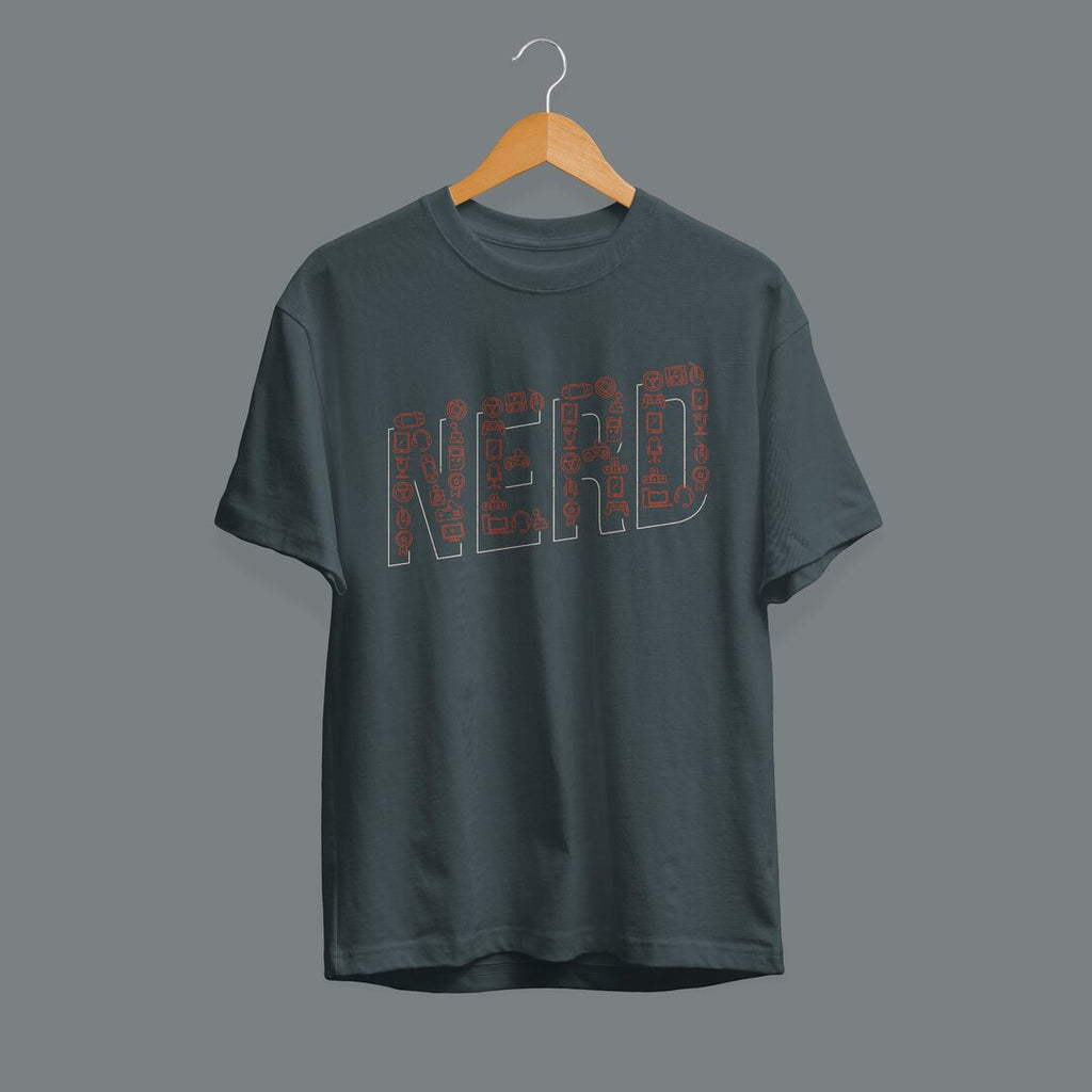 Nerd Unisex Half Sleeve T-Shirt — Steel Grey