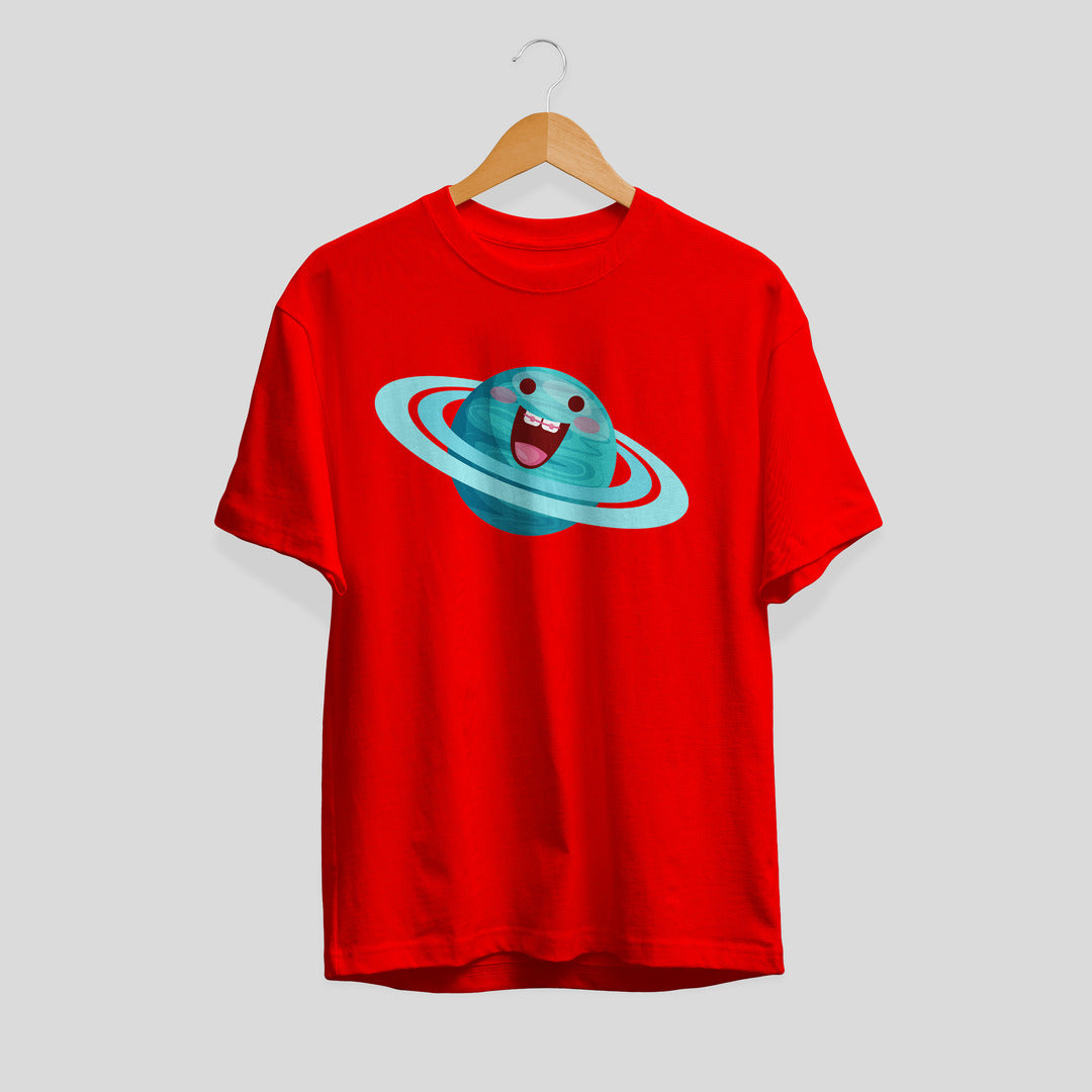Uranus Cartoon Unisex Half-Sleeve T-Shirt — Red