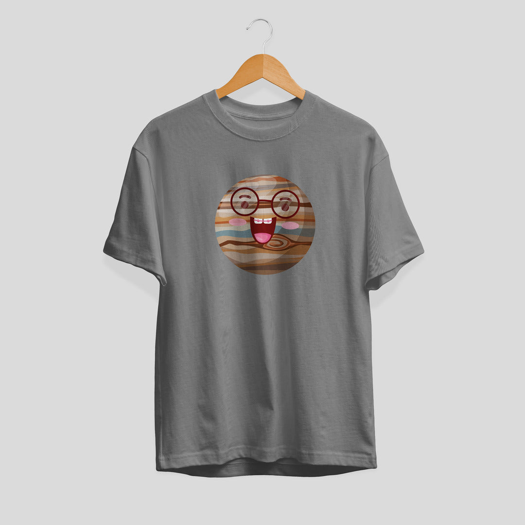 Jupiter Cartoon Unisex Half-Sleeve T-Shirt — Grey