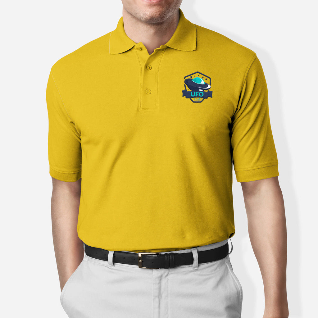 UFO Real? Polo T-Shirt — Mustard Yellow