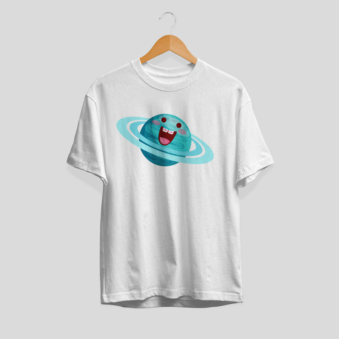 Uranus Cartoon Unisex Half-Sleeve T-Shirt — White
