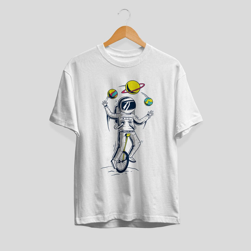 Astronaut Juggler Half Sleeve T-Shirt — White