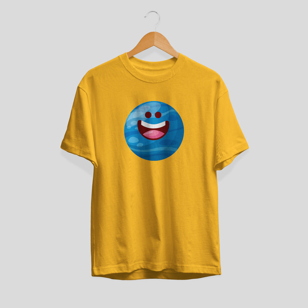 Neptune Cartoon Unisex Half-Sleeve T-Shirt — Yellow