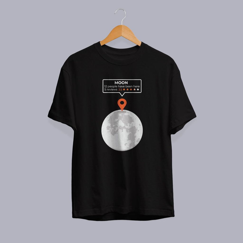 Moon Location Half Sleeve T-Shirt — Black