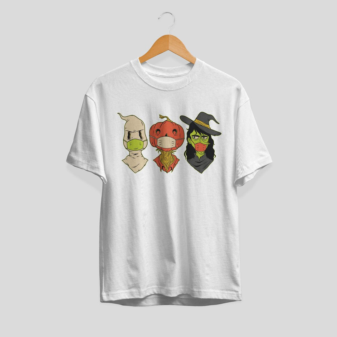 Halloween Creatures 2020 Unisex Half Sleeve T-Shirt — White
