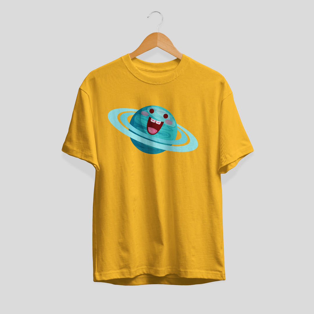 Uranus Cartoon Unisex Half-Sleeve T-Shirt — Yellow