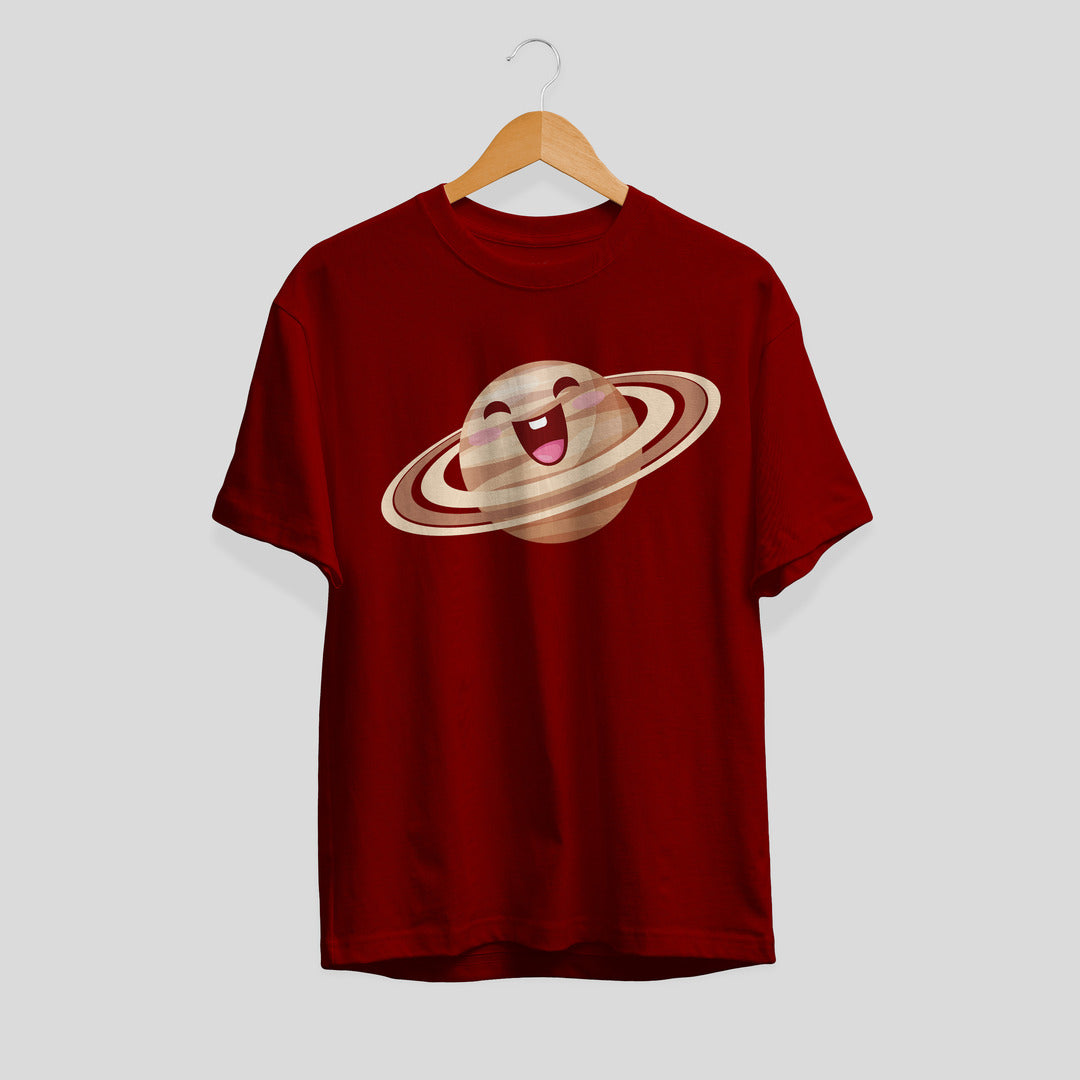 Saturn Cartoon Half-Sleeve T-Shirt