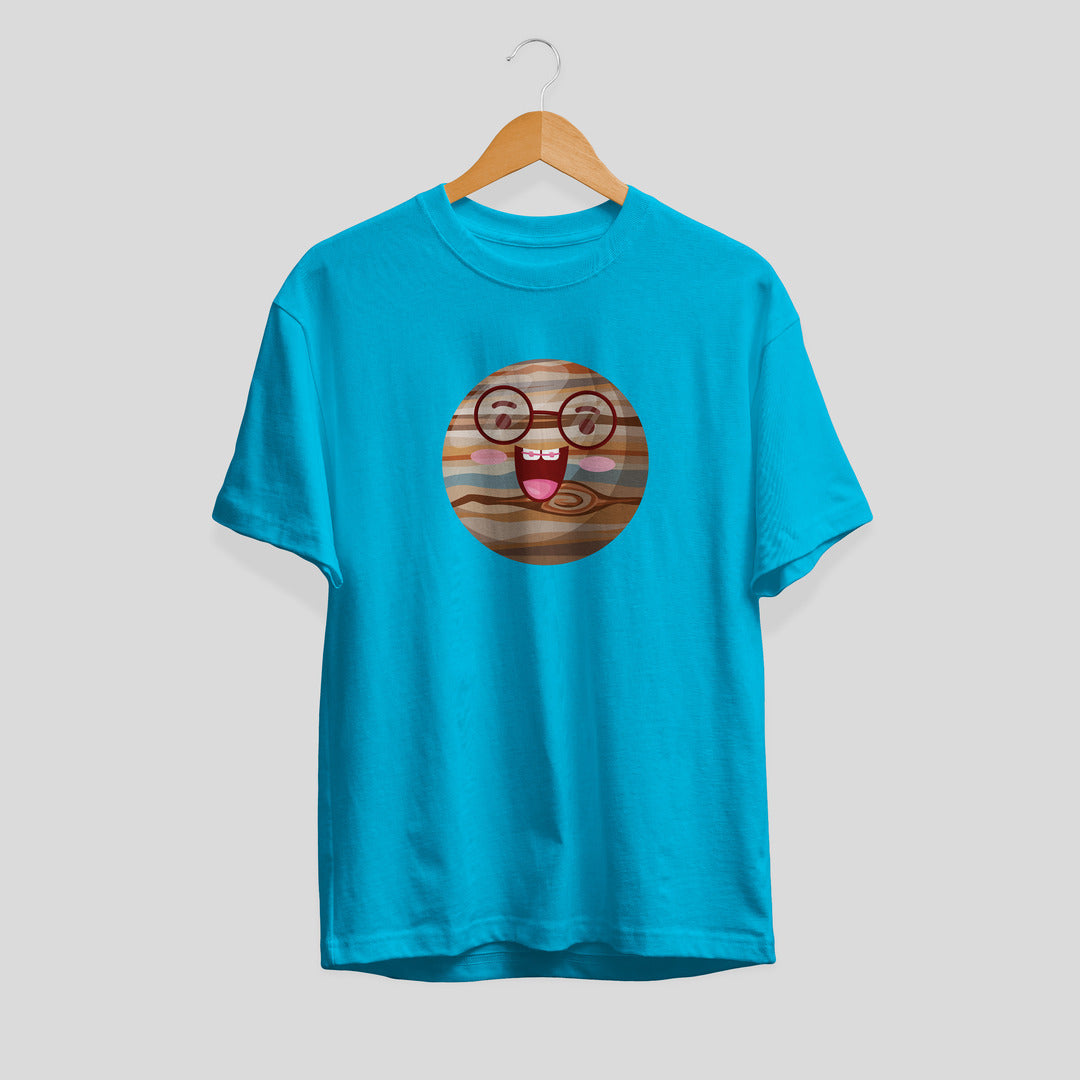 Jupiter Cartoon Half-Sleeve T-Shirt — Skyblue