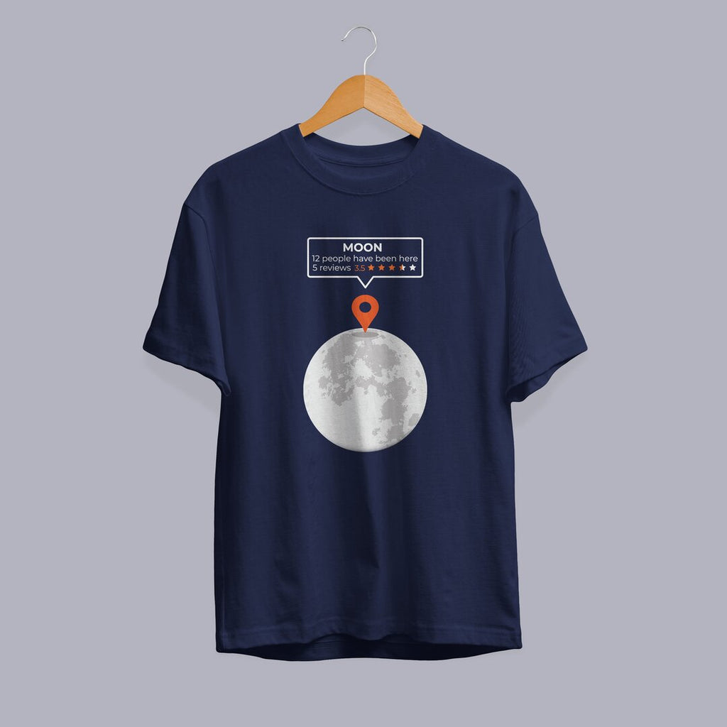 Moon Location Half Sleeve T-Shirt — Navy