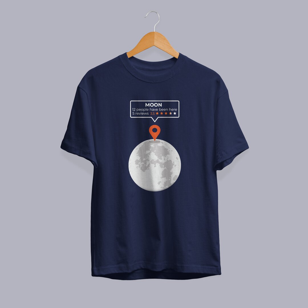 Moon Location Half Sleeve T-Shirt — Navy