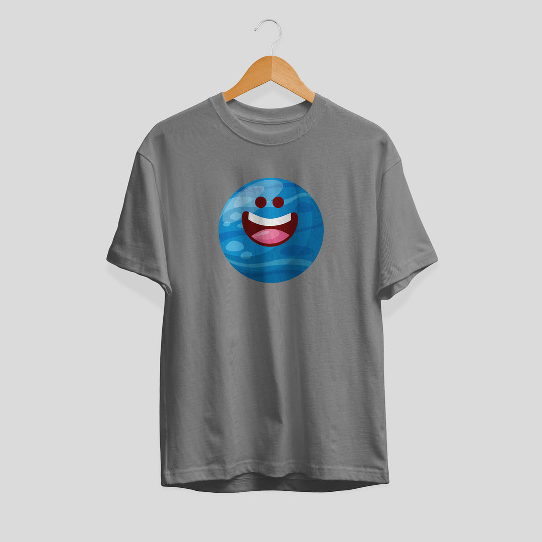 Neptune Cartoon Unisex Half-Sleeve T-Shirt — Grey
