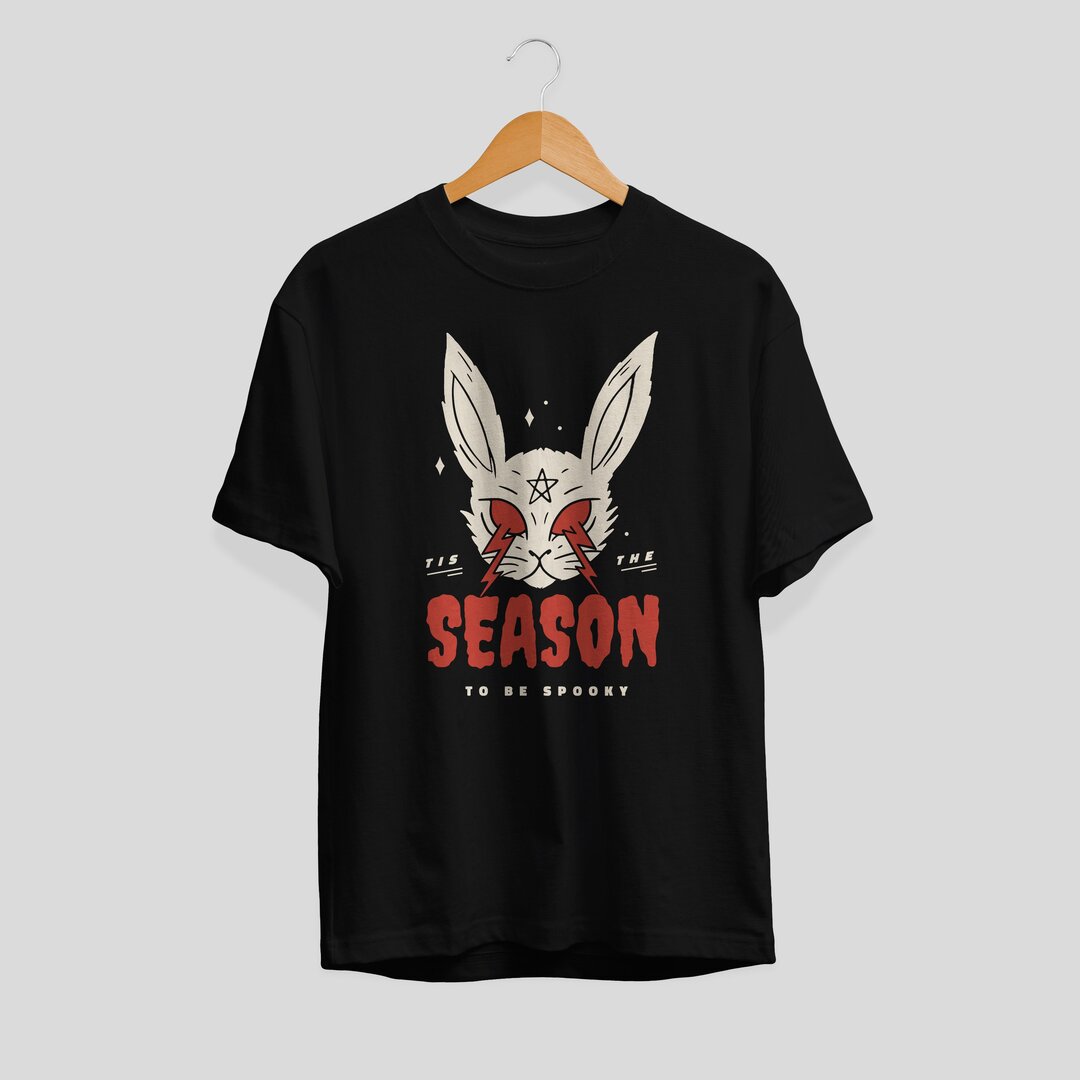 Scary Halloween Rabbit Unisex Half Sleeve T-Shirt — Black