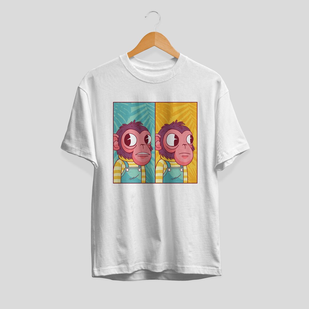 Awkward Monkey Unisex Half Sleeve T-Shirt — White