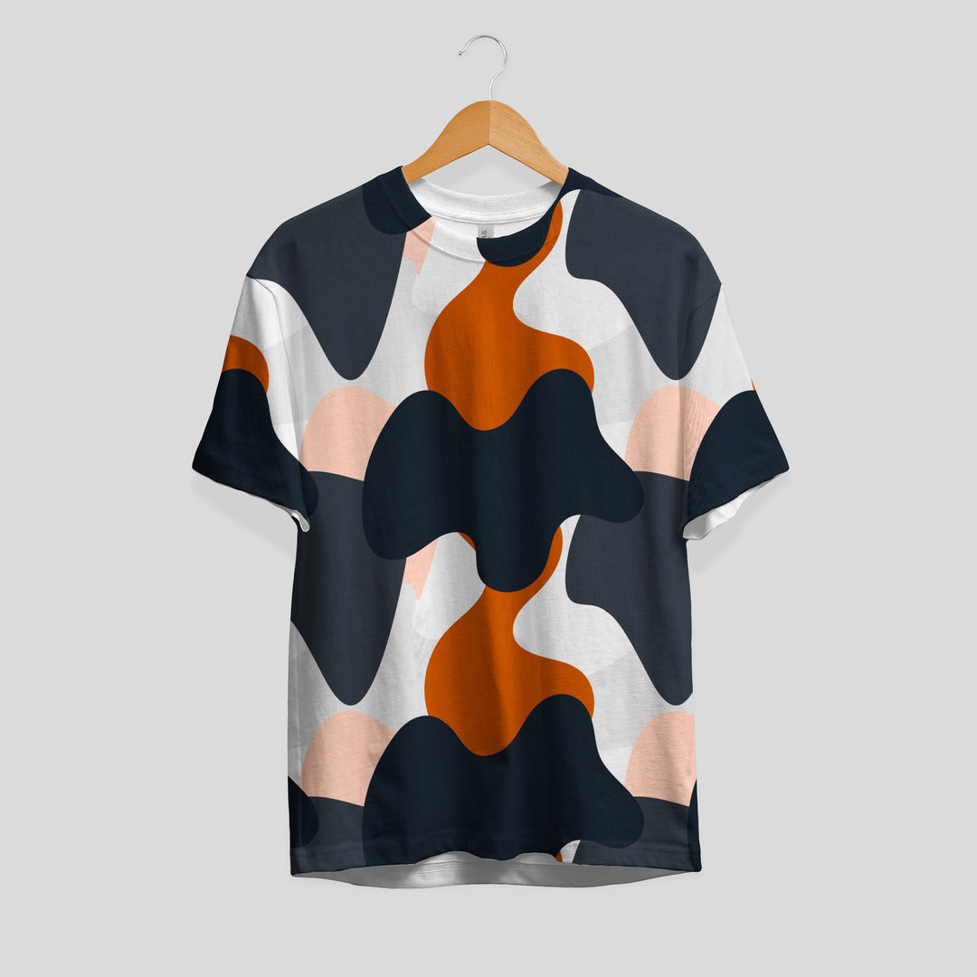 Modern Shape Pattern T-Shirt #Orange