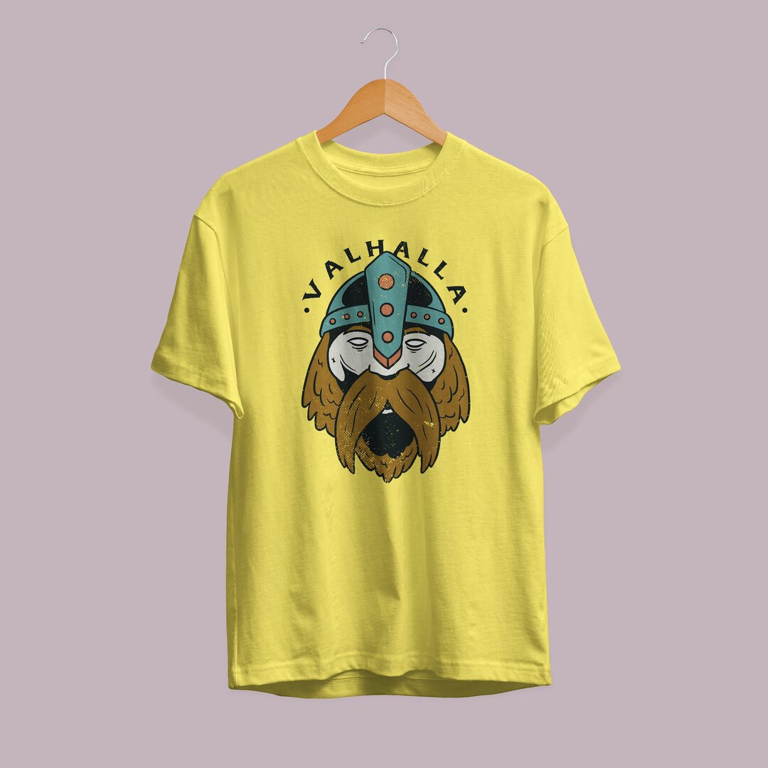 Valhalla Viking Half Sleeve T-Shirt — Yellow