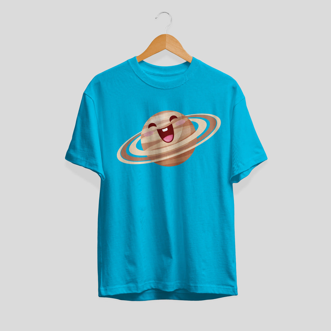 Saturn Cartoon Half-Sleeve T-Shirt
