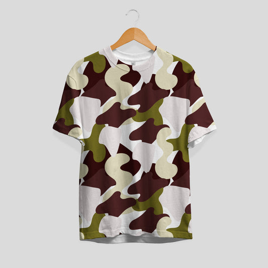 Modern Shape Pattern T-Shirt #Maroon