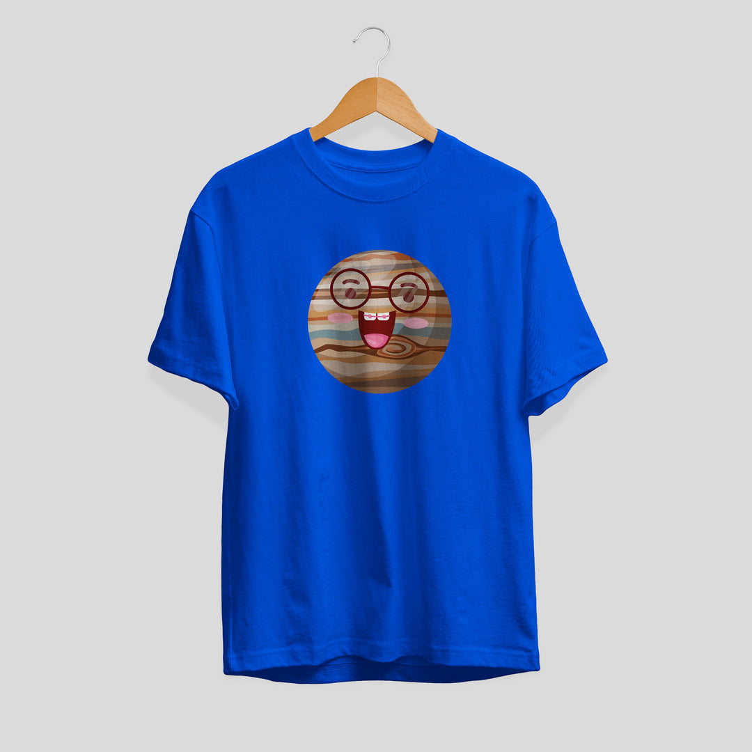 Jupiter Cartoon Half-Sleeve T-Shirt — Blue