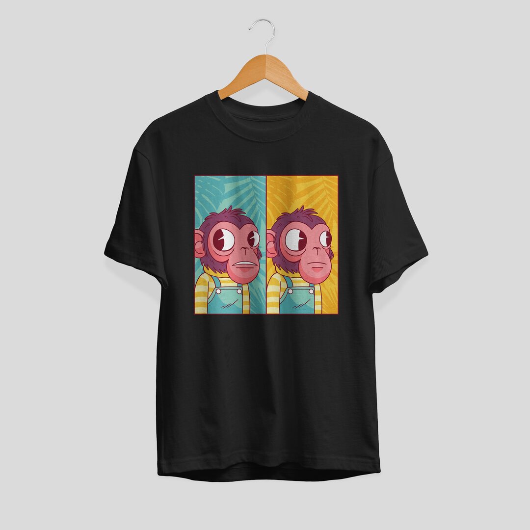 Awkward Monkey Unisex Half Sleeve T-Shirt — Black