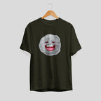 Moon Cartoon Half-Sleeve T-Shirt — Olive