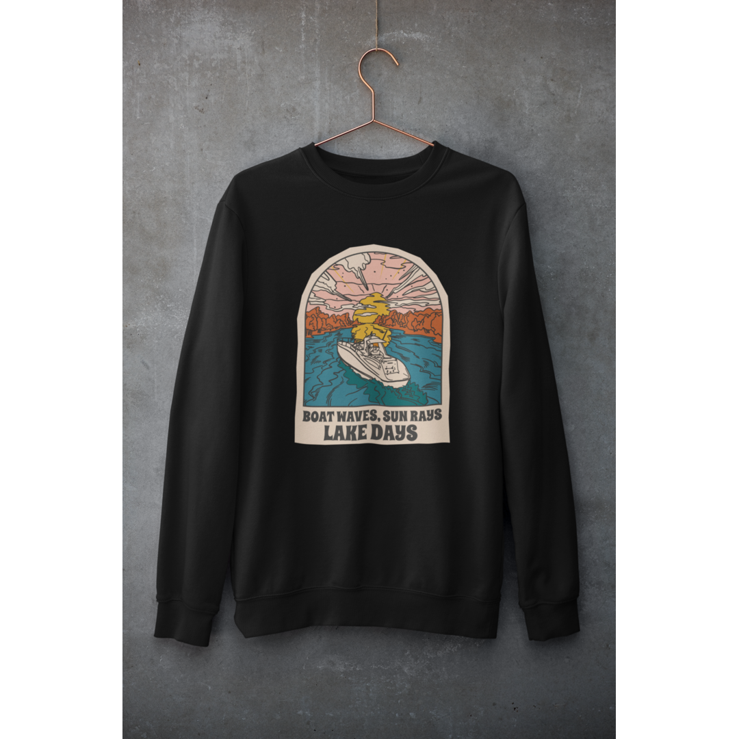 Boat, Lake & Sunset Unisex Sweatshirt