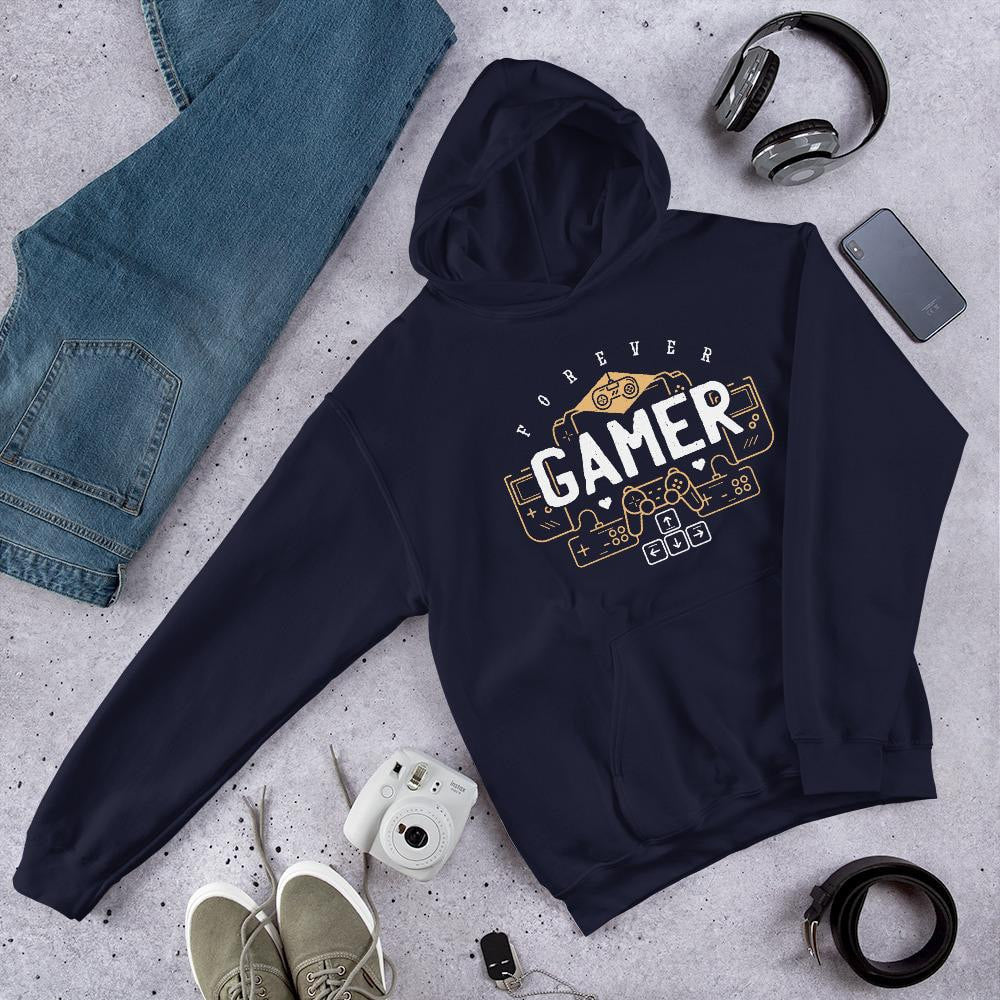 Forever Gamer Unisex Hooded Sweatshirt — Navy
