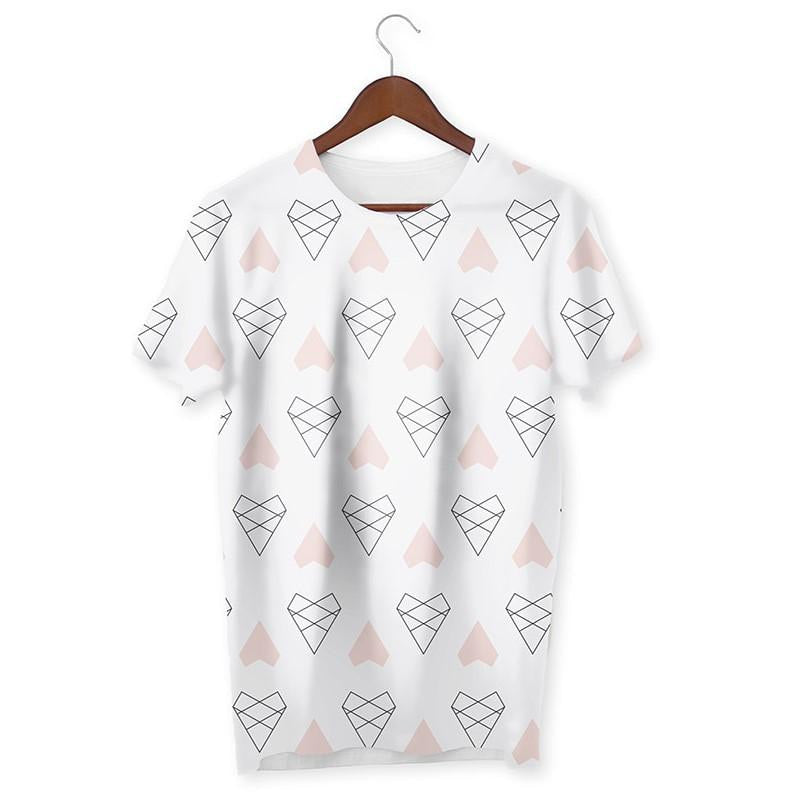 Geometric Hearts pattern T-Shirt