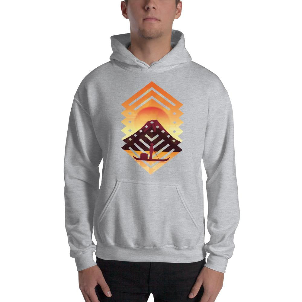 Geometric Sunset Unisex Hooded Sweatshirt — detail view 3