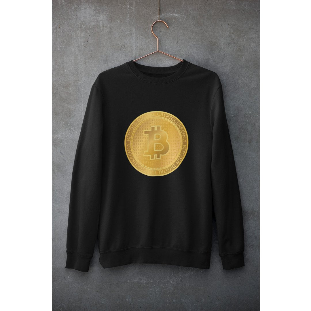 Golden Bitcoin Unisex Sweatshirt — Black