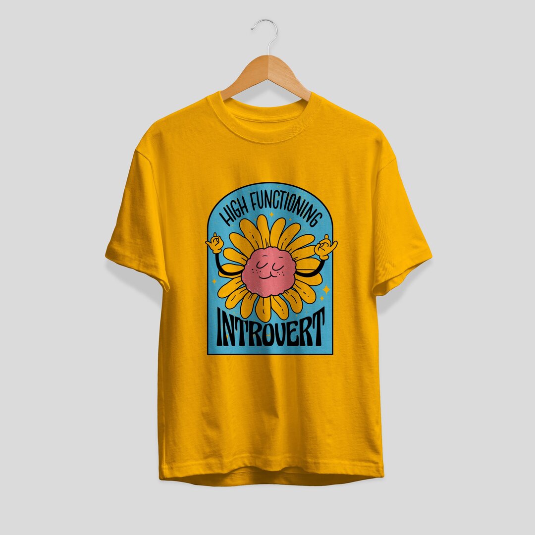 High Functioning Introvert Unisex Half Sleeve T-Shirt — Golden Yellow