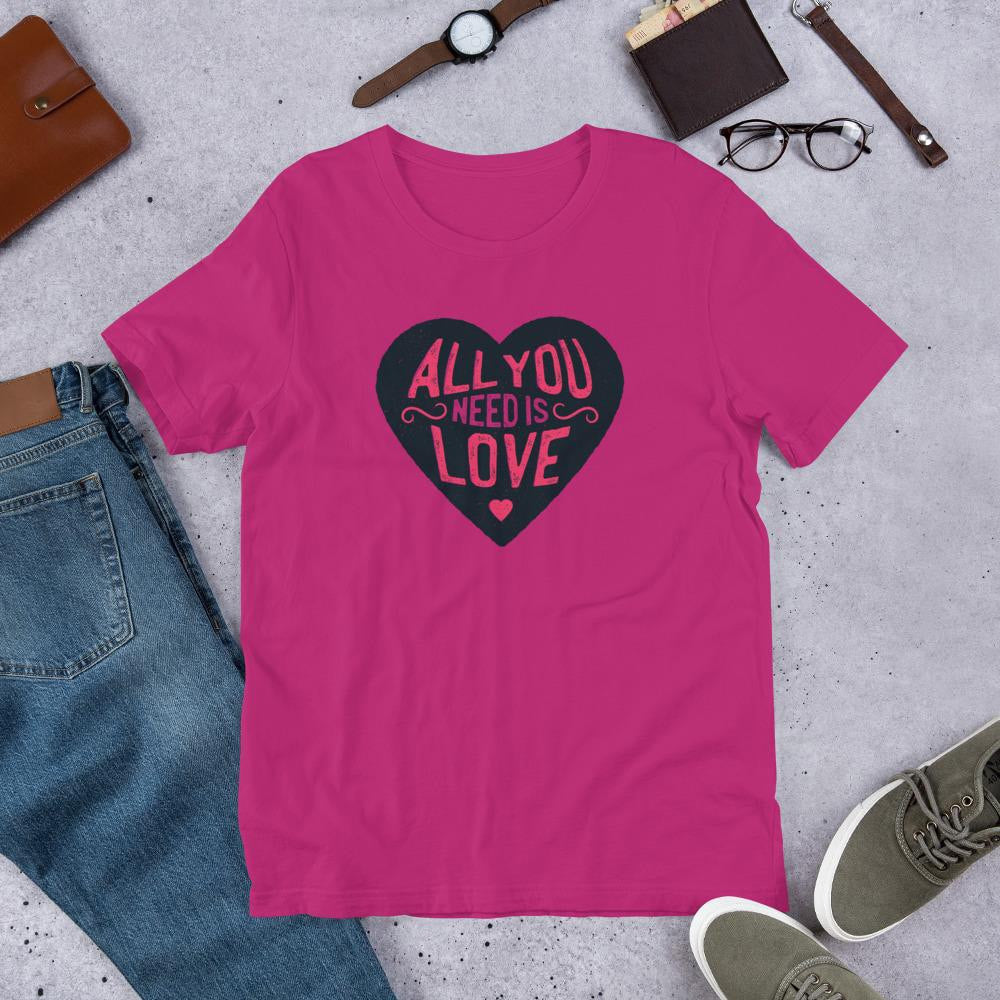 All You Need Is Love Half Sleeve T-Shirt — Pink