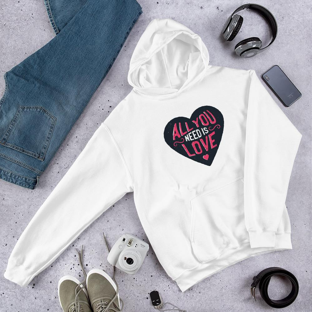 All You Need Is Love Unisex Hooded Sweatshirt — back view