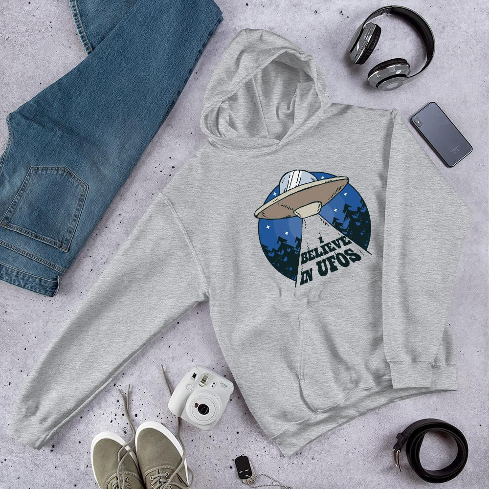 Alien spaceship Unisex Hooded Sweatshirt — Grey