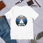 Alien Spaceship Unisex Half Sleeve T-Shirt — White