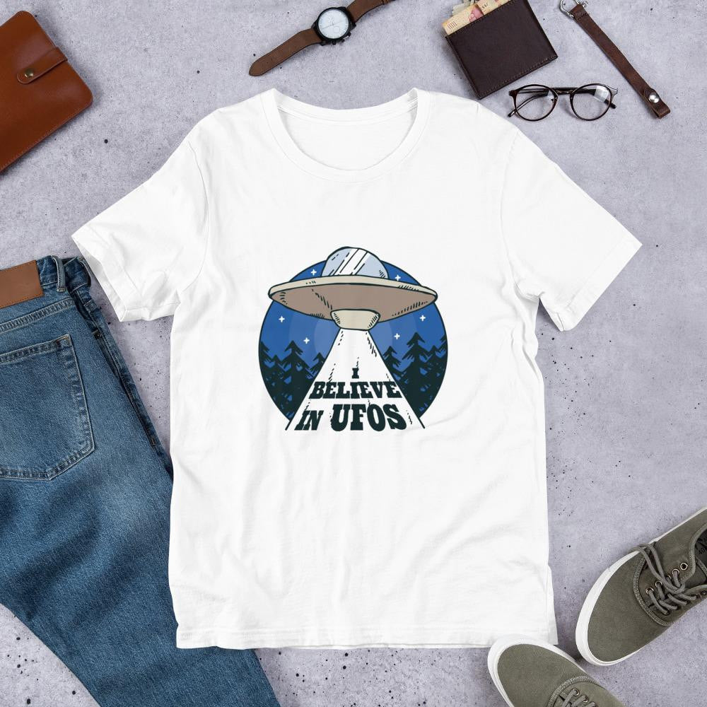 Alien Spaceship Unisex Half Sleeve T-Shirt — White