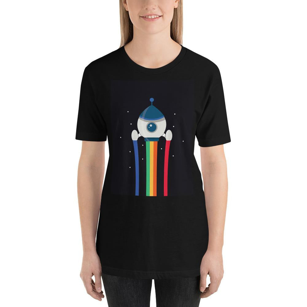 Space Rocket Half Sleeve T-Shirt — Black