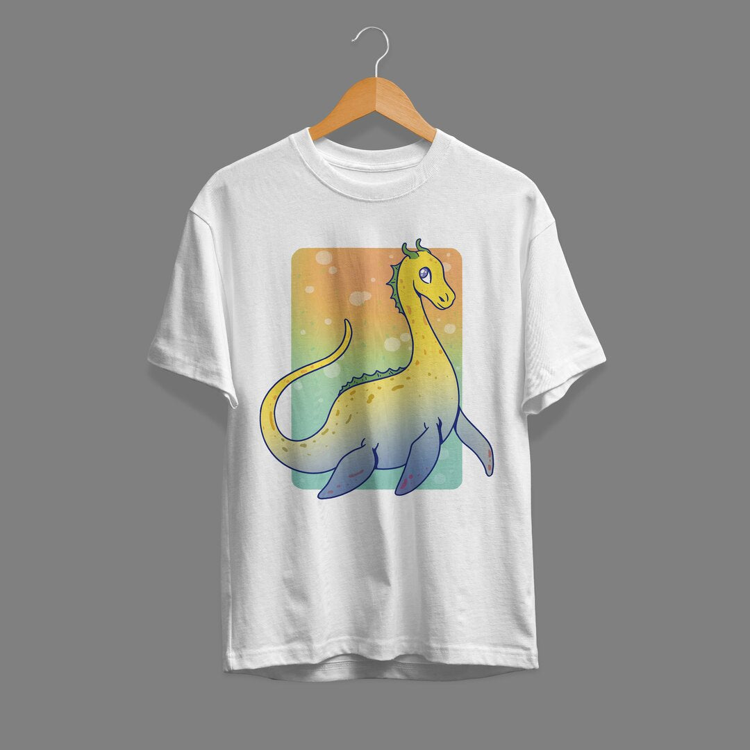 Loch Ness Monster Unisex Half Sleeve T-Shirt — White