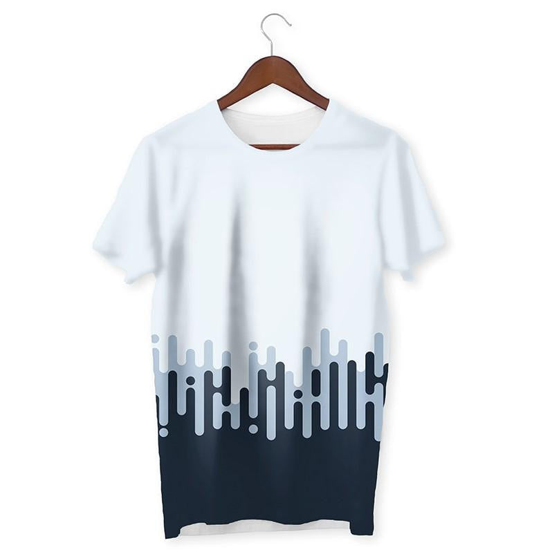 Melting Lines Unisex Half Sleeve T-Shirt #Dark-White